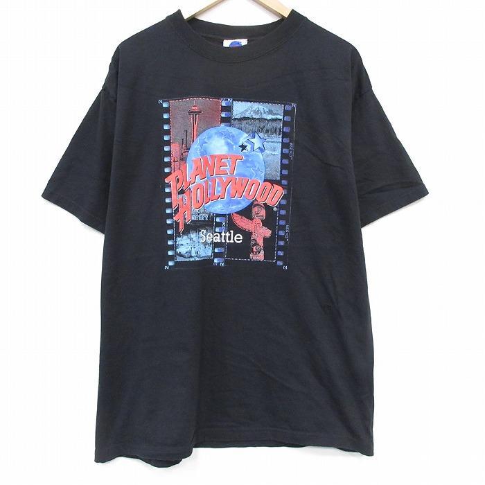 90s プラネットハリウッド ムービー 総柄 レーヨンシャツ XLサイズ XL/古着 半袖 ビンテージ Tシャツ メンズ 90年代 90s プラネット
