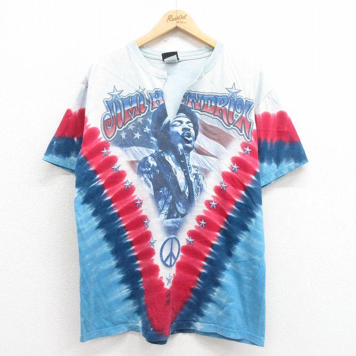 50%OFF】XL/古着 リキッドブルー 半袖 ビンテージ ロック バンド T