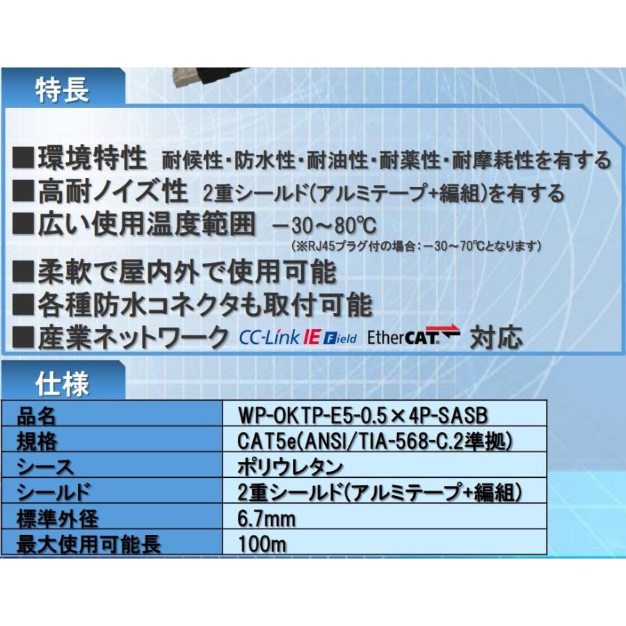 岡野電線 LANケーブル：WP-OKTP-E5-0.5X4P-SASB（黒）200m/箱 : 古河