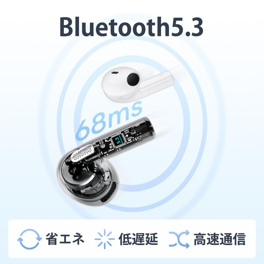 ワイヤレスイヤホン Bluetooth 5.3 iPhone Android Aily Pods インナーイヤー型 塞がない ENC ノイズキャンセリング 通話 マイク おしゃれ 高音質 防水 QCY｜furukawasangyo｜08