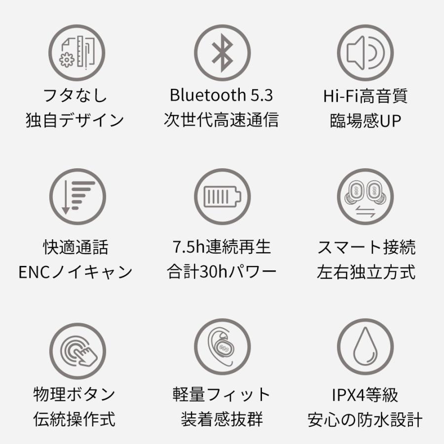 (50％OFF） ワイヤレスイヤホン iPhone Bluetooth 5.3 Android 片耳 両耳 左右分離型 ENC 通話 マイク ノイズキャンセリング 高音質 重低音 防水 スポーツ QCY｜furukawasangyo｜07