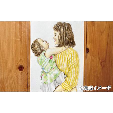 ふるさと納税 26-291-2．オーダーメイド手描き似顔絵・額縁付き（カラー・2名分） 高知県四万十市_1