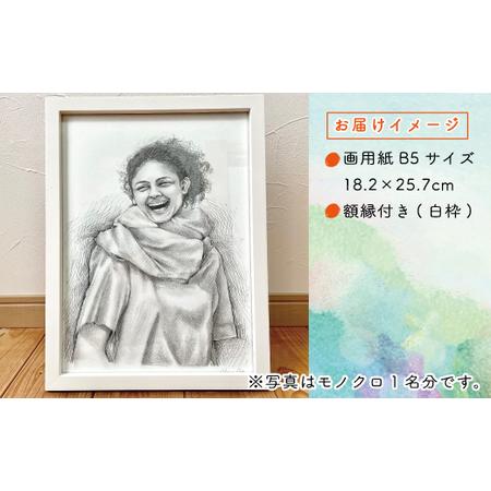 ふるさと納税 26-291-2．オーダーメイド手描き似顔絵・額縁付き（カラー・2名分） 高知県四万十市_2