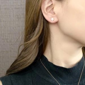 ふるさと納税  プラチナ ピアス つけっぱなし 片耳 ダイヤ キャッチなし 花 フラワー ダイヤモンド 0.19ct キャッチナッシャー pt900 シンプル .. 山梨県昭和町の画像