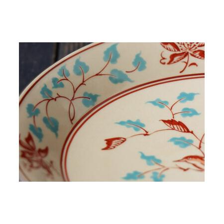 ふるさと納税 有田焼 粟田花鳥絵 6.5寸皿 21cm 【山忠】食器 器 うつわ 皿 深皿 メイン皿 盛皿 ボウル サラダボウル  アンティーク レトロ ノス.. 佐賀県有田町の画像