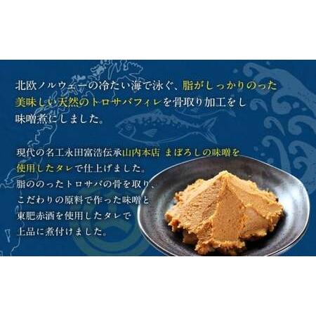 ふるさと納税 【6回(隔月)定期便】 骨取り 天然トロさばフィレの味噌煮 15切れ 計1.5kg×6回 ( 個包装 ・ 真空パック入り ) 鯖 さば 味噌煮 福岡県遠賀町の画像