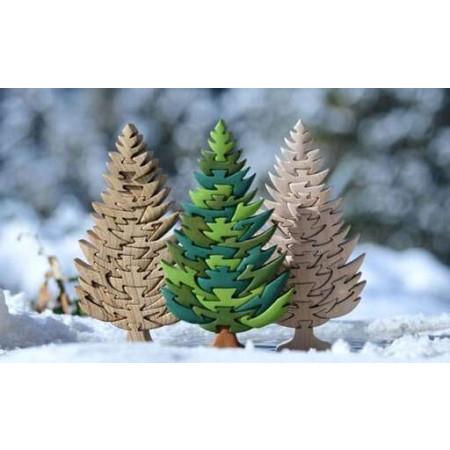 ふるさと納税 モミの木の木製パズル　Ｌサイズ　ヒノキ  無塗装 プレゼント クリスマスプレゼント 木製パズル 置物 かわいい 人気 高級 手作.. 大阪府河内長野市_1