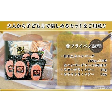 ふるさと納税 ハンバーグ・ウィンナー3.6kgセット_AD-0106_(都城市) 和牛入りハンバーグ(160g×10枚) ハンバーグソース付き スモークウイン.. 宮崎県都城市_1