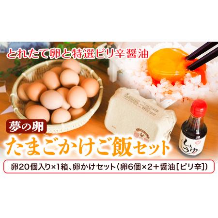 ふるさと納税 卵 夢の卵 赤玉 卵かけご飯セット 20個 ＋ 12個 ピリ辛 醤油 1本《90日以内に出荷予定(土日祝除く)》株式会社めぐみ ...