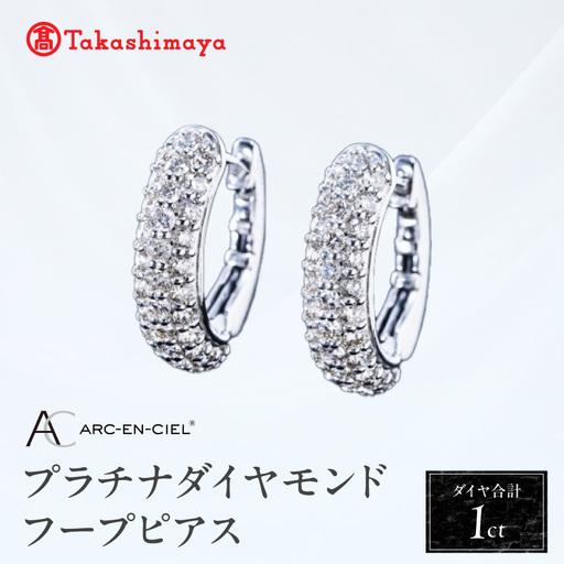 ふるさと納税 【高島屋選定品】プラチナダイヤモンド フープピアス 