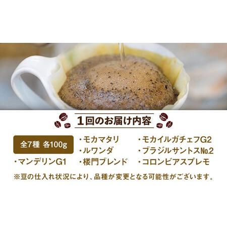 ふるさと納税 【12回定期便】コーヒー 100g×7種（豆） / Coffee shop 喜蔵 [UAL009] コーヒー豆 佐賀県武雄市の画像