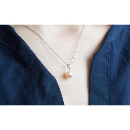S085-380_天草産 8-9mm 花珠級 あこや真珠 一粒 ペンダント ネックレス 【円満】 パール【K14WG】 熊本県天草市