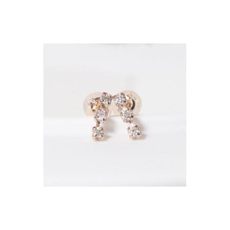 ふるさと納税 K18 0.14ct ラインダイヤモンドピアス  山梨 ダイヤモンド ゴールドピアス ジュエリー アクセサリー K18 イエローゴールド ピンク.. 山梨県甲斐市の画像