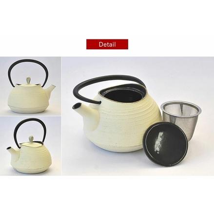 ふるさと納税 ティーポット 刷毛目 0.6L プレミアムアイボリー 南部鉄器 急須 茶道具 伝統工芸品 工芸品 壱鋳堂 日本製 鉄器 鉄分 雑貨 日用品 .. 岩手県盛岡市_1