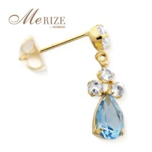 ふるさと納税 ピアス 天然 スイスブルー ホワイト トパーズ 1.0ct ペアシェイプ "Melisande メリザンド"【K18YG】P-132（KRP）E7-1410 山梨県甲州市の画像