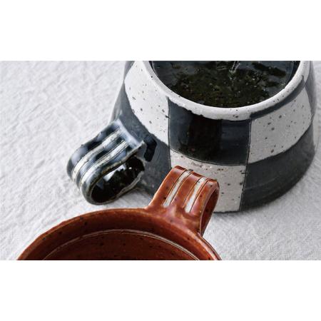 ふるさと納税 【波佐見焼】オリベ市松 スープマグ ペアセット【大桂工房】[GD31] 長崎県波佐見町の画像