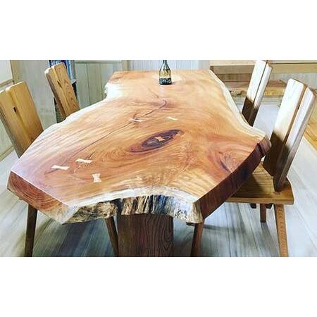 ふるさと納税 白山クラフト【受注生産】ケヤキ一枚板テーブル テーブル 家具 机 ダイニングテーブル 【オーダーメイド】天然木 F4N-2353 岐阜県中津川市の画像