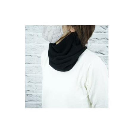 ふるさと納税 E1409国産カシミヤ糸使用国内生産カシミヤ１００％ネックウォーマー（ブラック） 山梨県富士川町の画像