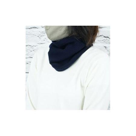 ふるさと納税 E1412国産カシミヤ糸使用国内生産カシミヤ１００％ネックウォーマー（ネイビー） 山梨県富士川町の画像