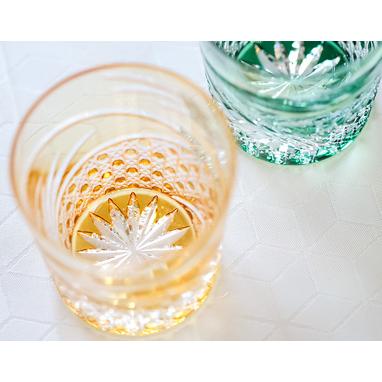 ふるさと納税 江戸切子 ロックグラス舞(黄)カガミクリスタル T577-2944