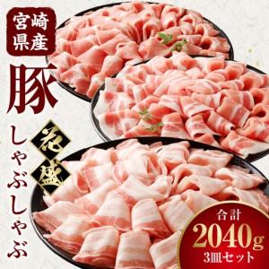 ふるさと納税 豚肉 宮崎県産 ロース 肩ロース バラ 3皿 豚肉[しゃぶしゃぶ 花盛 2040g] 宮崎県宮崎市