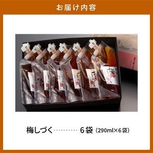 ふるさと納税 梅シロップ「梅しづく」290ml×6袋（３倍から５倍希釈） 有限会社壽屋提供 山形県 東根市 hi004-hi036-079 国産 シロップ .. 山形県東根市の画像