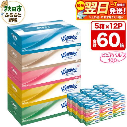 ふるさと納税 ティッシュ クリネックス 5箱×12P ティッシュペーパー 秋田県秋田市