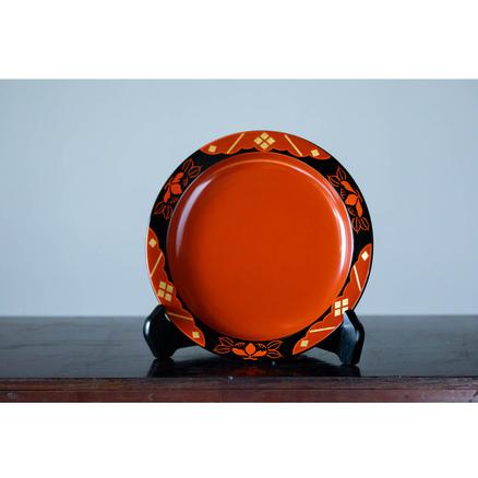ふるさと納税 秀衡塗 翁皿 秀衡椿紋 / 漆器 食器 銘々皿 漆塗