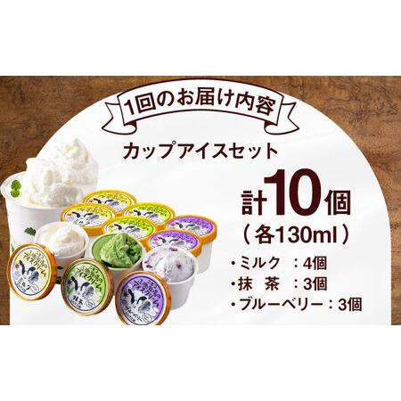 ふるさと納税 【全3回定期便】ミルク工房 カップ アイス セット 10個  ジェラート 抹茶 ブルーベリー 詰め合わせ 冷凍配送 北海道 [AJAI056] 北海道喜茂別町の画像