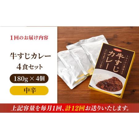 ふるさと納税 【全12回定期便】【着日指定 可能】【とろっとろになるまで煮込んだ】牛すじカレー 4食セット（中辛） 平戸市 / カレー工房 NVfood.. 長崎県平戸市