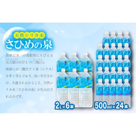 ふるさと納税 ナチュラルミネラルウォーター「さひめの泉」 ペットボトルセット（500ml×24本×1箱、2L×6本×1箱）【水 500ml .. 島根県大田市の画像