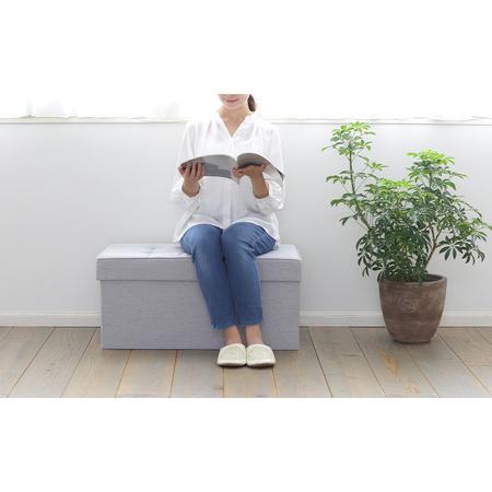 ふるさと納税 スツール 収納スツール 収納ボックス おしゃれ 収納ベンチ 折りたたみ収納スツール ワイド SSTR-76 ライトグレー アイリスオーヤ.. 宮城県大河原町の画像