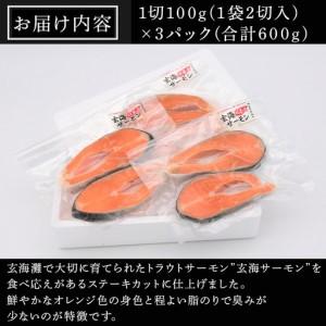 ふるさと納税 玄海サーモンステーキカット切身 200g×3パック(合計600g) おさかな村 お弁当 おかず 佐賀県唐津市_1