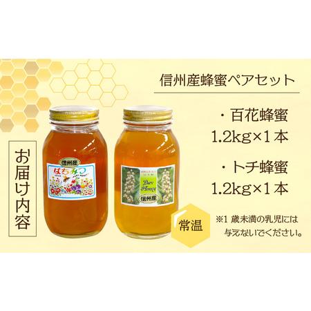 ふるさと納税 はちみつ 国産 トチ 百花 各1.2kg | はちみつ 長野県岡谷市の画像