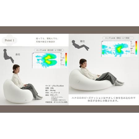 ふるさと納税 【ブラック】ハナロロ ビーズクッション エッグ 240リットル ニットカバーセット 愛知県田原市_2
