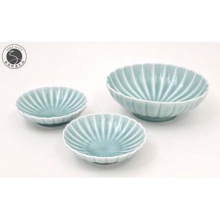 ふるさと納税 有田焼 青磁 菊割セット【深川製磁】食器 器 うつわ 和
