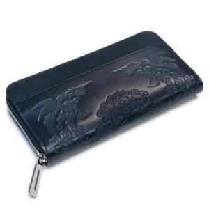 ふるさと納税 正倉院文様革財布 あをによし 濃藍（ネイビー）HARUHINO 長財布 財布 正倉院 革財布 財布 正倉院 長財布 財布 革財布 長財布 財布 .. 奈良県奈良市の画像