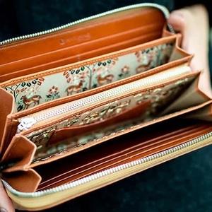 ふるさと納税 正倉院文様革財布 あをによし 天鵞絨（深緑）HARUHINO 長財布 財布 正倉院 革財布 170-002 奈良県奈良市の画像