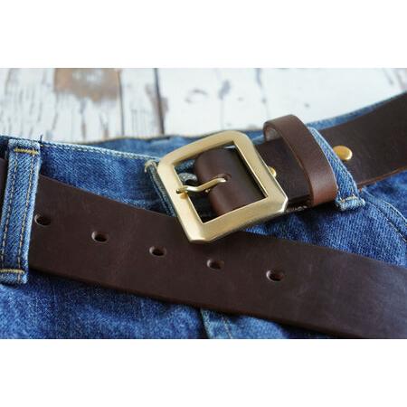 ふるさと納税 E STREET LEATHER ホーウィン・クロムエクセル 4cm幅 レザーベルト ブラウン（30インチ 76.5cm） 【star007-1-01】 岡山県真庭市の画像