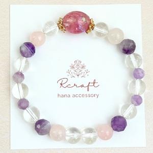 ふるさと納税 桜のモチーフ×天然石ブレスレット|天然石 ブレスレット 桜 淡いピンク 上品 柔らかい印象 [1459] 京都府長岡京市