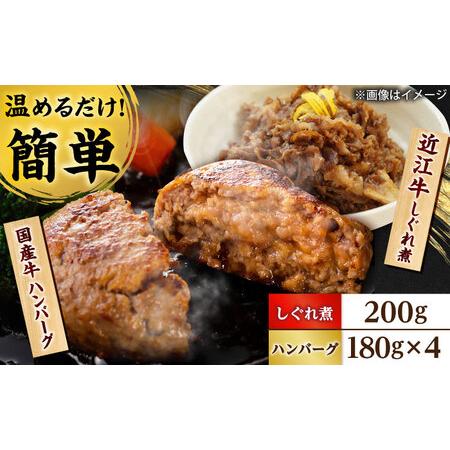 ふるさと納税 近江牛しぐれ煮 200g 国産牛ハンバーグ4個 BIBU001 ハンバーグ 滋賀県栗東市