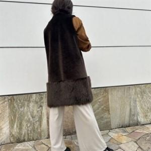 ふるさと納税 OKADA TEXTILE エコファー切り替え ロングベスト カーキブラウン_装飾品・工芸品  洋服 _【1571410】 和歌山県橋本市の画像