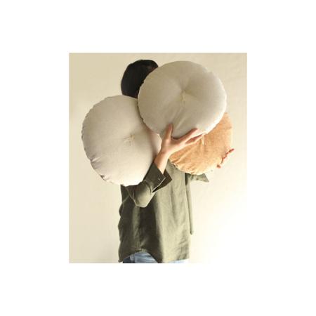 丸座布団　コルクレザー生地　40R 　40cm　（わらべ：まっちゃ） 座布団 クッション コルクレサ゛ー生地 手作り オーカ゛ニックコ.. 東京都江東区 【Ｊ】