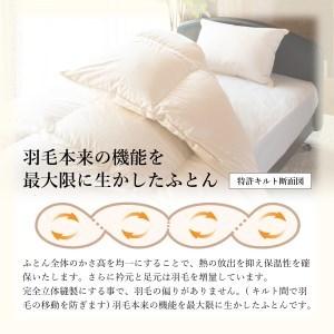 ふるさと納税 【完全立体キルト】羽毛掛けふとん（ ダブル ）きなり色 ポーランド産ホワイトダックダウン93％【創業100年】 羽毛布団 寝具 .. 山梨県富士吉田市