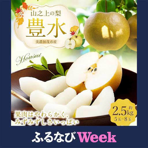 ふるさと納税 [ふるなびWEEK対象][先行予約] 「山之上果実農業協同組合」 山之上の梨 豊水 1箱 約 2.5kg ( 5-8玉 ) [2026年9月上旬-9.. 岐阜県美濃加茂市