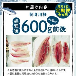 ふるさと納税 S121-T02_【隔月 6回お届け】天草天然鮮魚を直送 お刺身用柵定期便 熊本県天草市の画像
