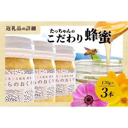 ふるさと納税 【無添加 非加熱】標高800m たっちゃんのこだわり蜂蜜【170g×3本】(送料無料 宮崎県 椎葉村 秘境 蜂蜜 はちみつ ハチミツ み.. 宮崎県椎葉村の画像
