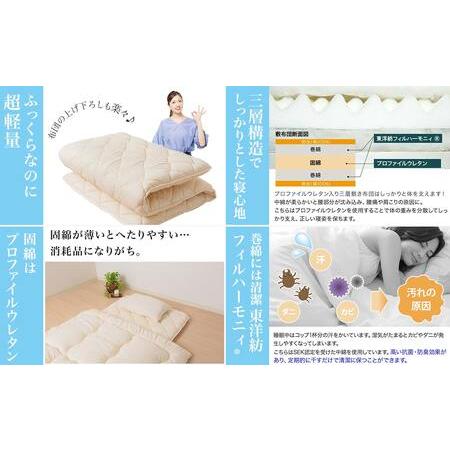 ふるさと納税 【アイボリー】体圧分散プロファイルウレタン軽量敷布団 ウレタン7cm厚 DL_55-J201-iv 宮崎県都城市の画像