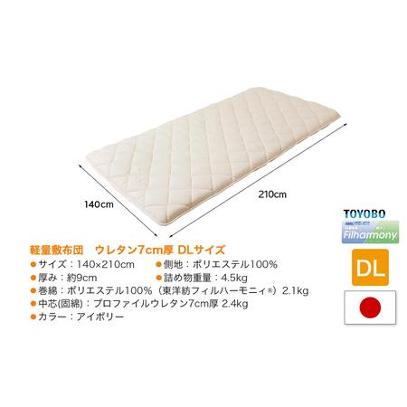 ふるさと納税 【アイボリー】体圧分散プロファイルウレタン軽量敷布団 ウレタン7cm厚 DL_55-J201-iv 宮崎県都城市の画像