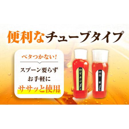 ふるさと納税 はちみつ チューブ2本セット（百花・そよご）各500g [APBO004] はちみつ 広島県三次市の画像